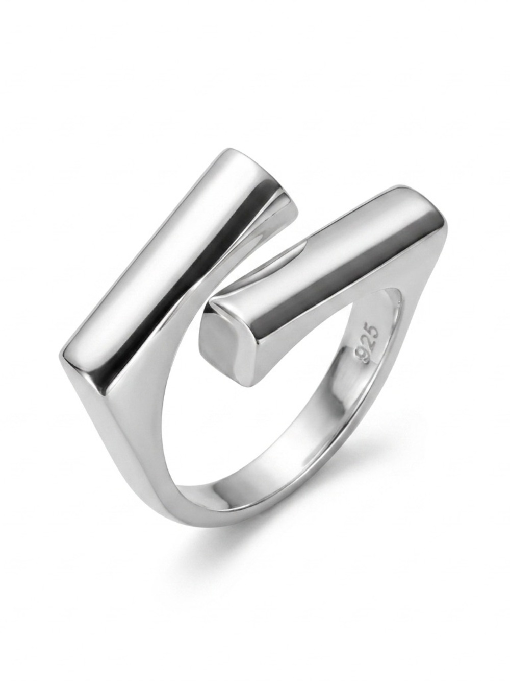 925 Sterling Silver Modern Open Band Ring Trendy Minimalistic Vintage